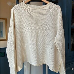 Women's Cream Knit Crew Neck Sweater